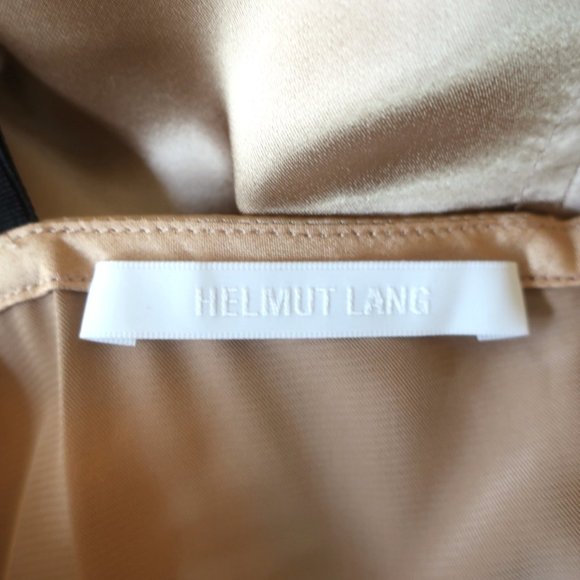 HELMUT LANG LACE-TRIM SLIP DRESS GOLD SATIN SIZE SMALL SPAGHETTI STRAP MIDI - Picture 6 of 8